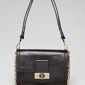 Louis Vuitton Black Leather Dauphine MM Bag